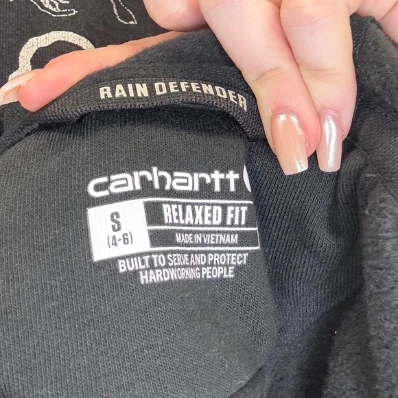 Carhartt Women's Black Logo Hoodie Rain Defender Relaxed Fit Size S - Picture 4 of 4